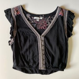 💯American Eagle Short Sleeve Embroider ShirtBlack